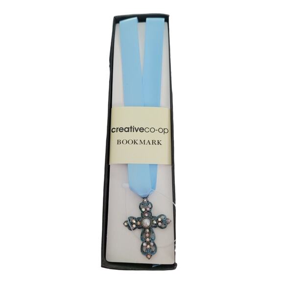 Creative Co-op Blue Cross Ribbon Bookmark Christian Religious Bible Reading Gift - Picture 1 of 3